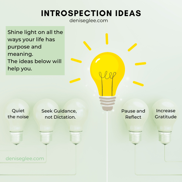 A light bulb with six different types of introspection.