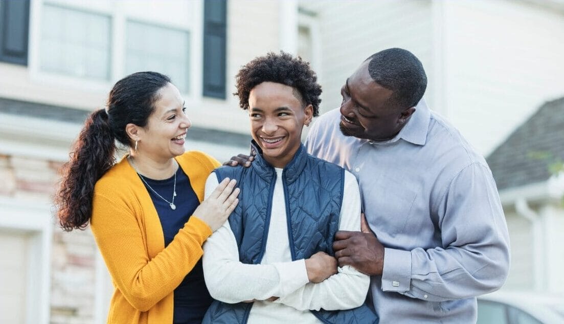 teenage son and his parents