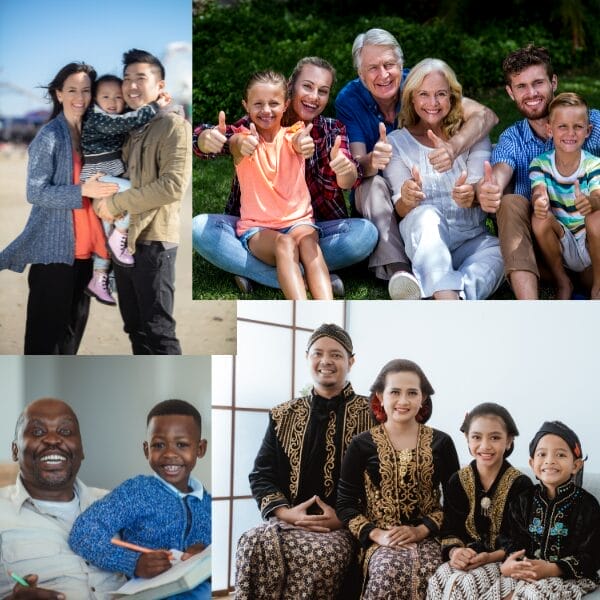 collage of families