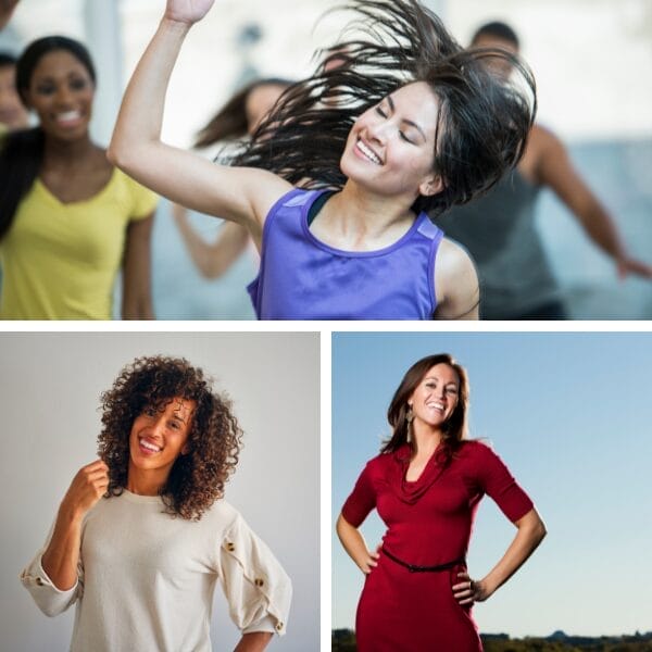 collage of energetic women