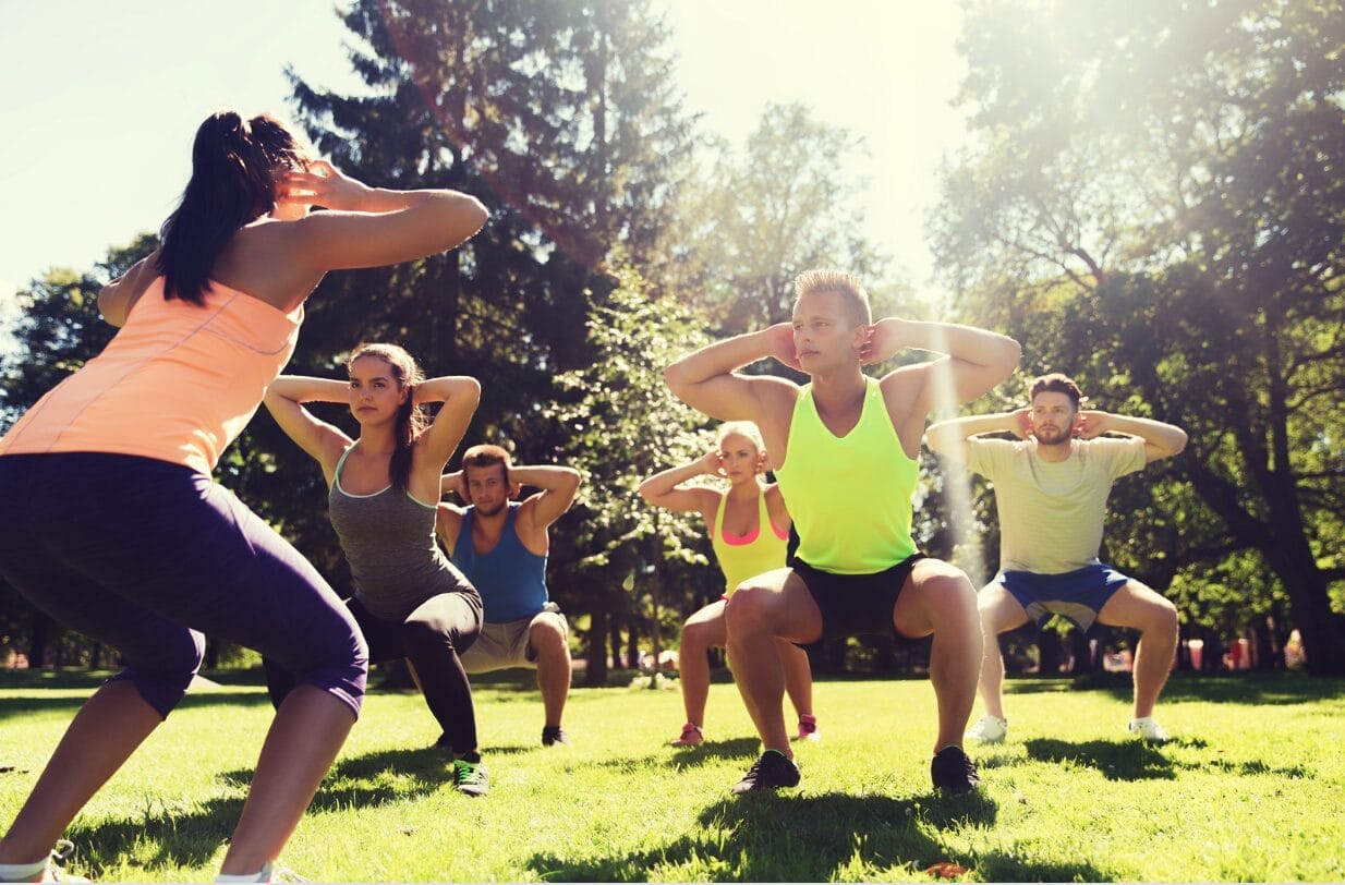 group of people exercising