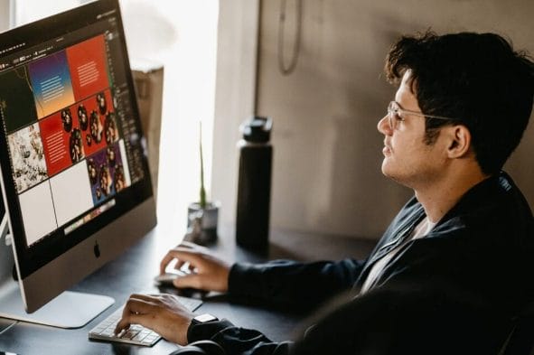 man staring at computer