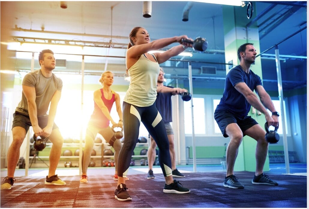 group of people exercising