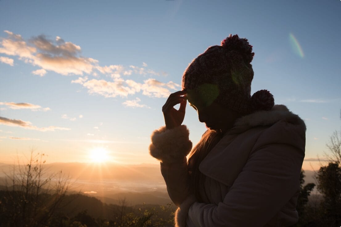 woman head down looking