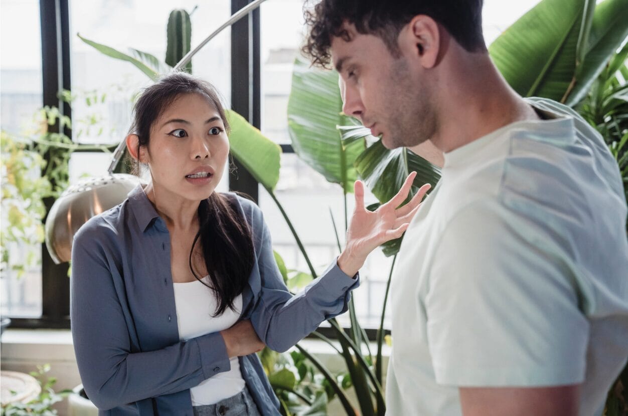 picture of a woman upset at a man