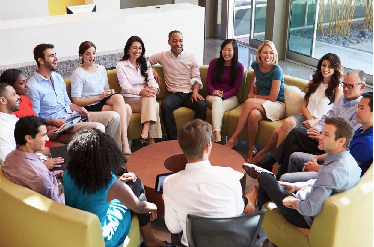 group of people at staff meeting