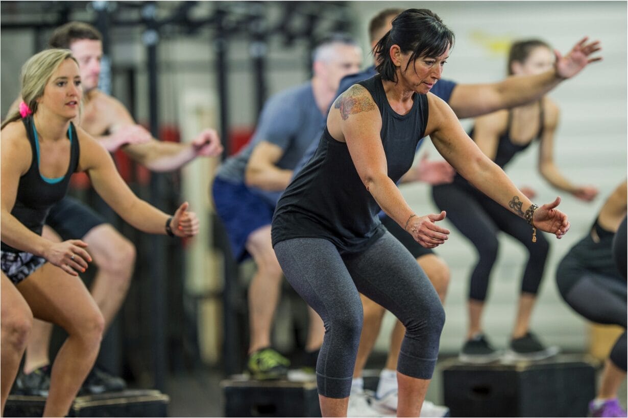 woman in a group exercise class