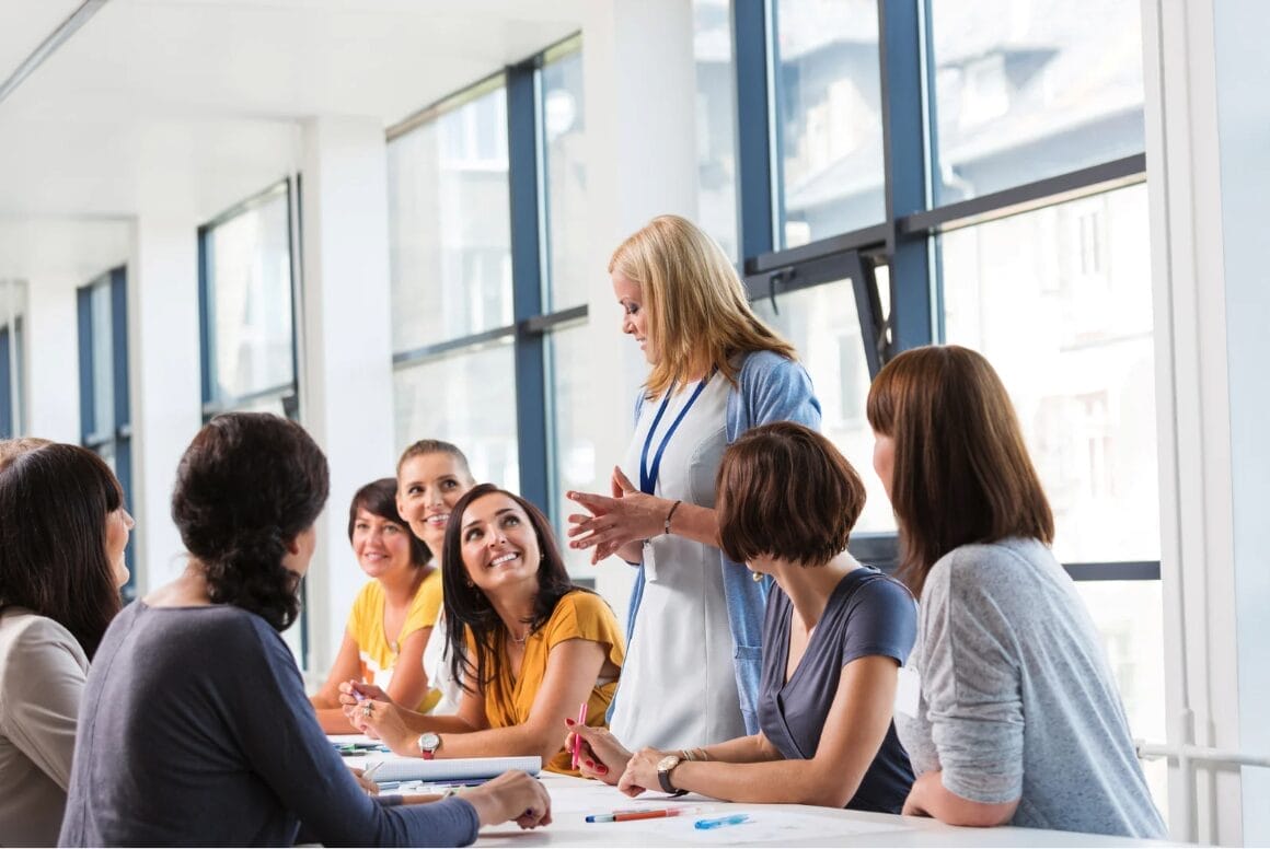 adult workshop with woman standing