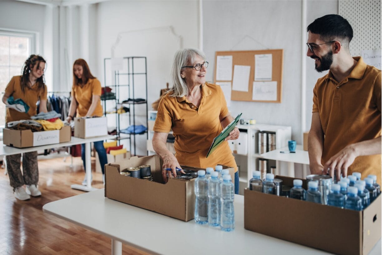 older woman directing workers