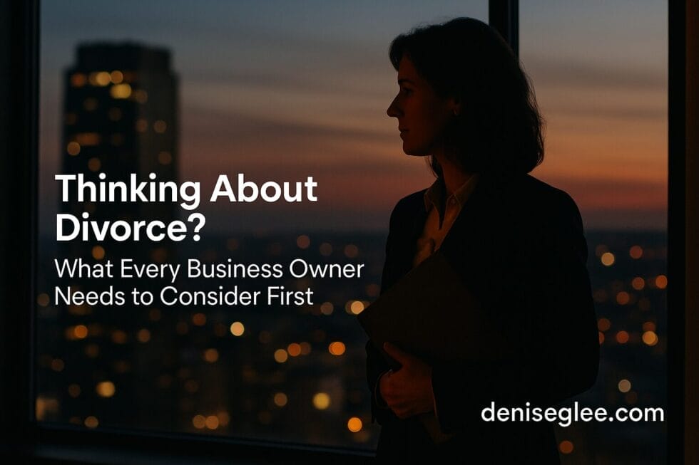 Silhouetted businesswoman at dusk contemplating a major life decision