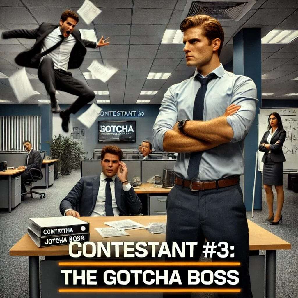 A-dramatic-scene-in-a-corporate-office-featuring-Contestant-3_-Jim-The-Gotcha-Boss.-Jim-a-stern-businessman-with-a-serious-expression-and-well-de