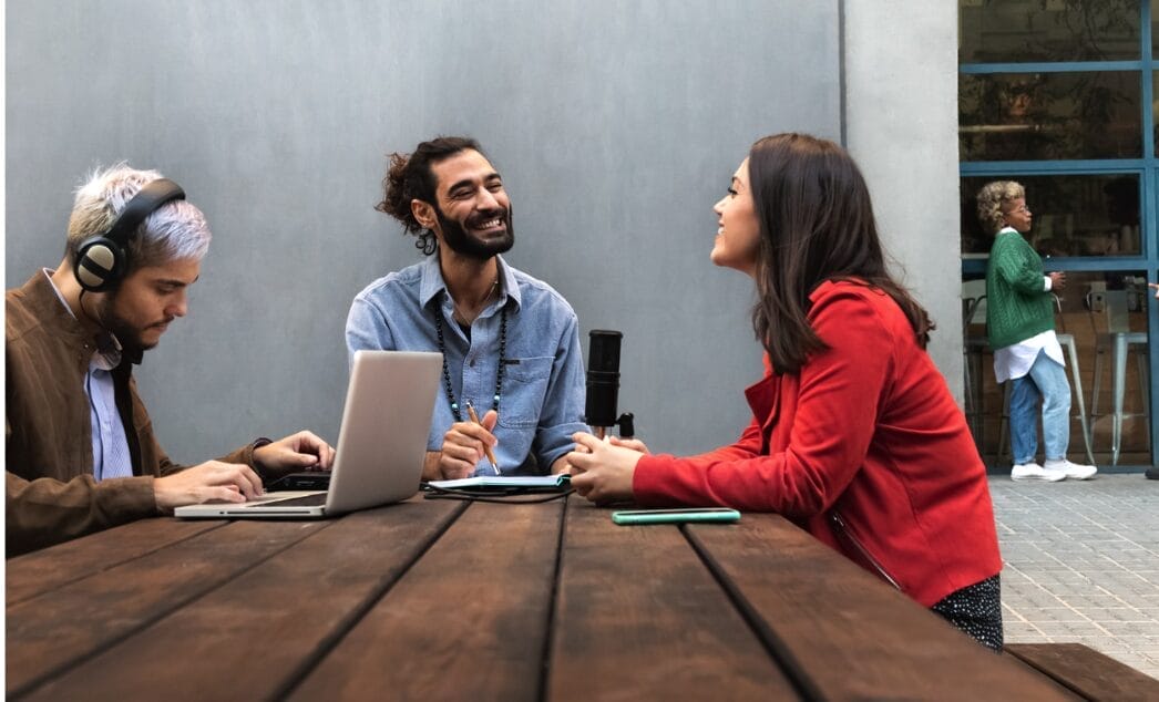 people sitting on table working