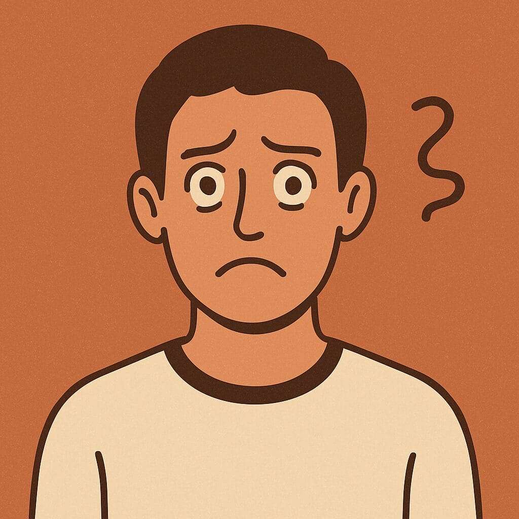 cartoonish human person with confusion