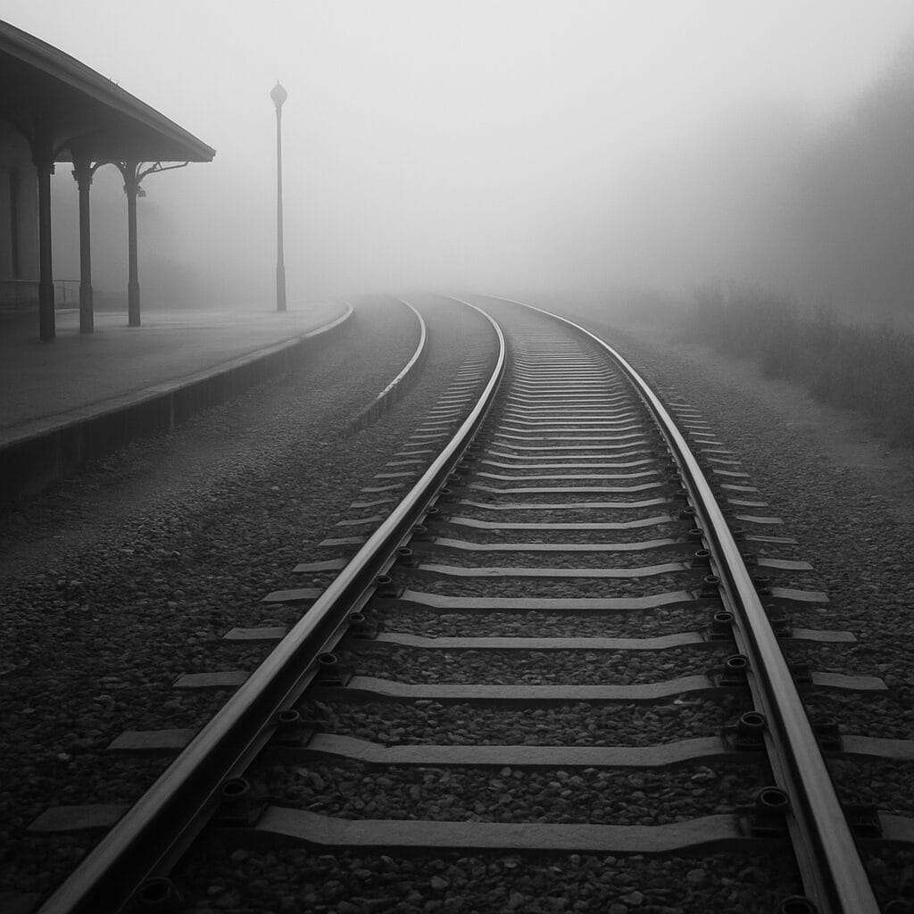 simple path leading away from a foggy station