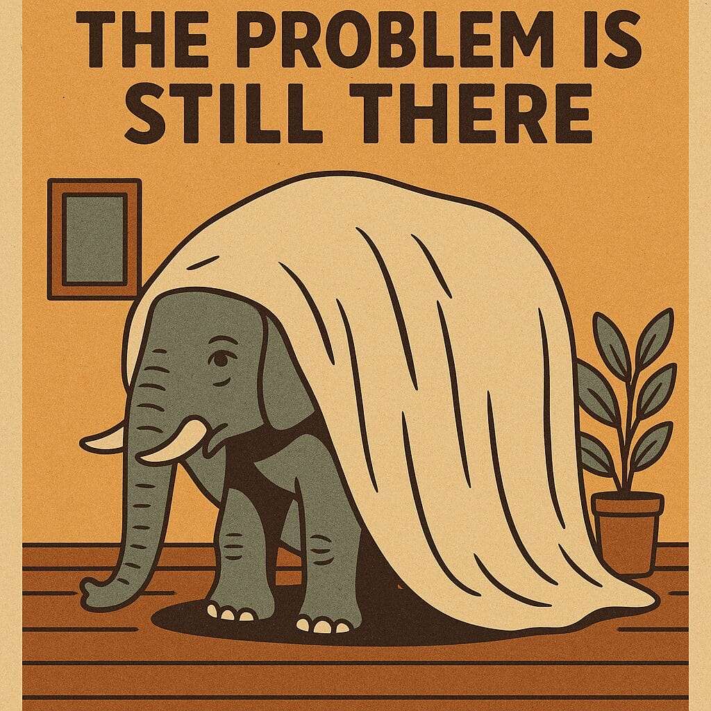 the problem is still there with an elephant and cloth dropped over its head