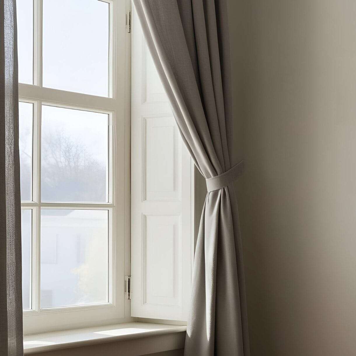 soft breeze with window open and light coming through