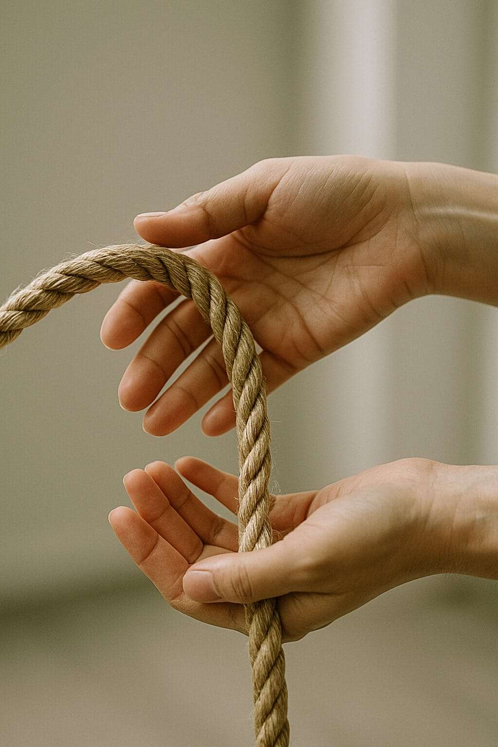 oft hands gently letting go of a rope symbolizing emotional release from control