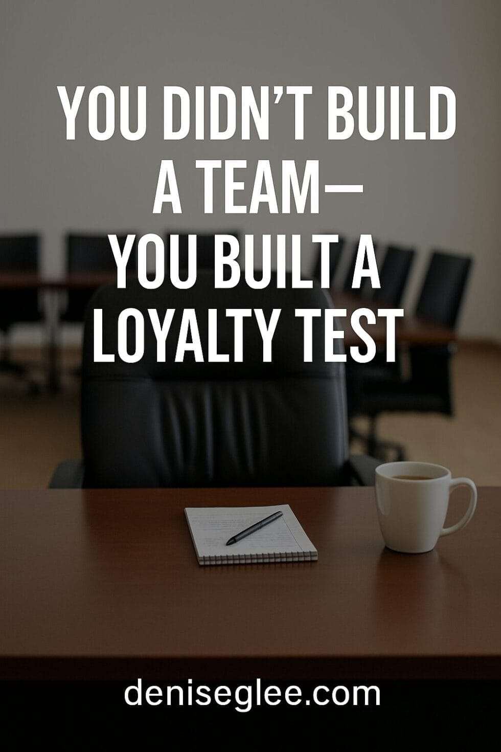 mpty leadership chair at boardroom table with signs of sudden departure