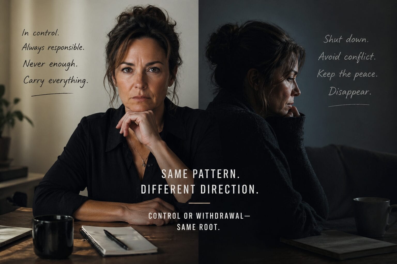 Most people don’t just repeat patterns—they express them differently. Learn why some people control everything while others shut down, and how both come from the same root.