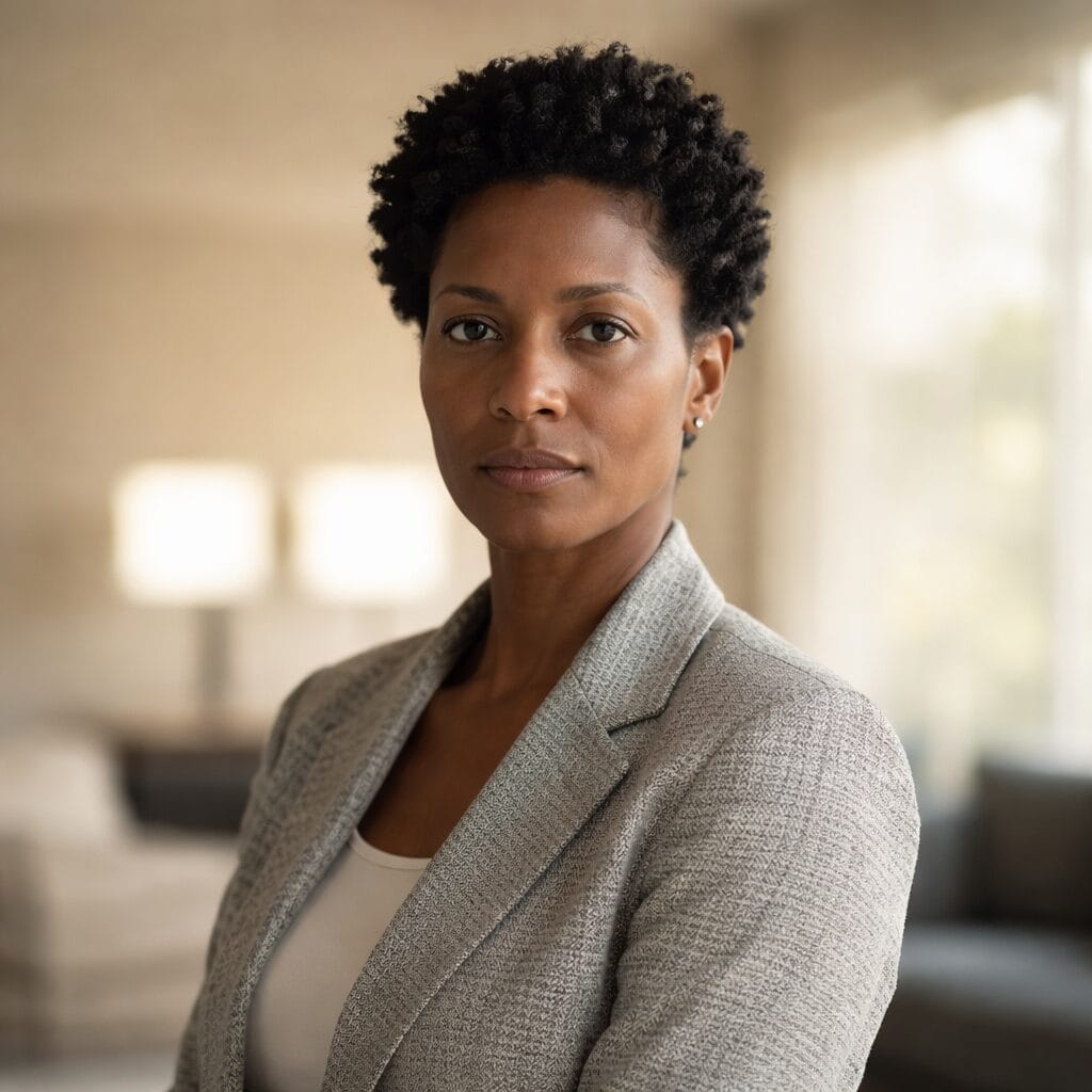 calm composed person showing subtle emotional disconnection